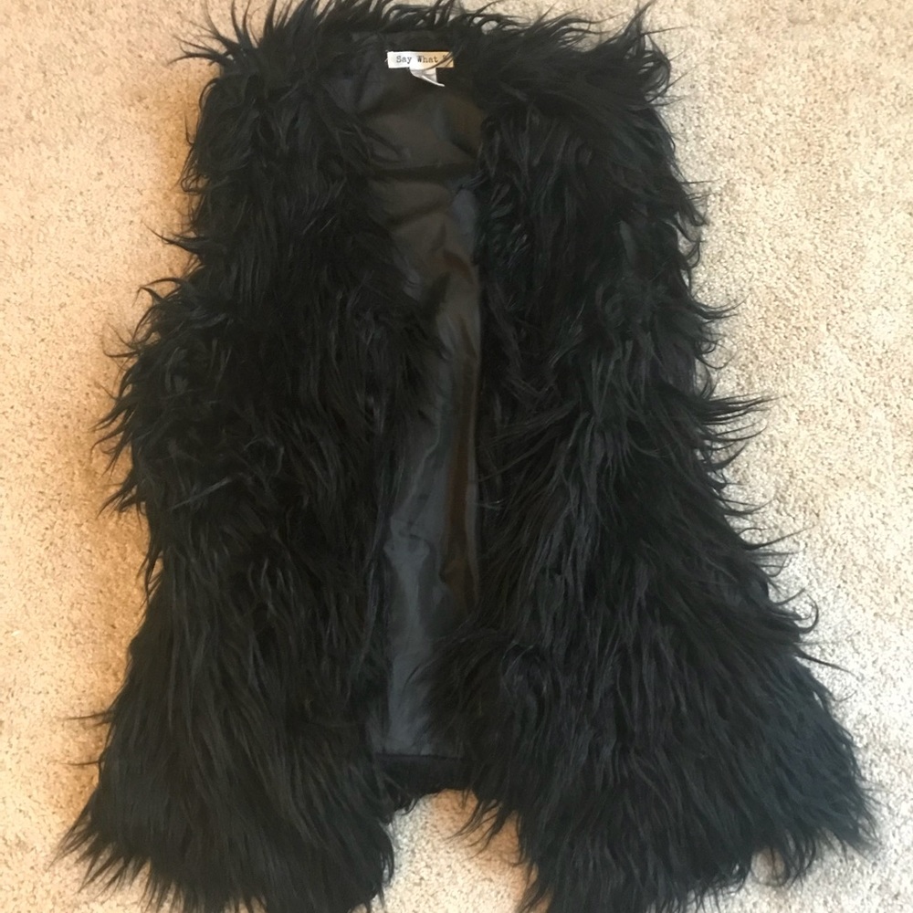 black fur vest